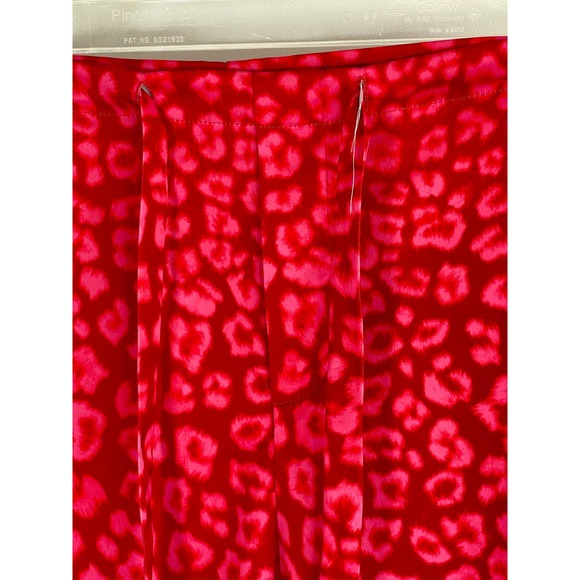 Good American Red Pink Leopard Satin Pajama Pants Drawstring Waist Size 4 (XL) - Picture 2 of 10